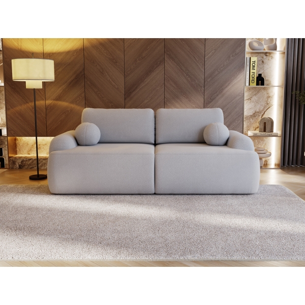 SZARA KANAPA DO SALONU AGAT MEBLE Z TKANINY BOULCE BARANEK - W ARANŻACJI